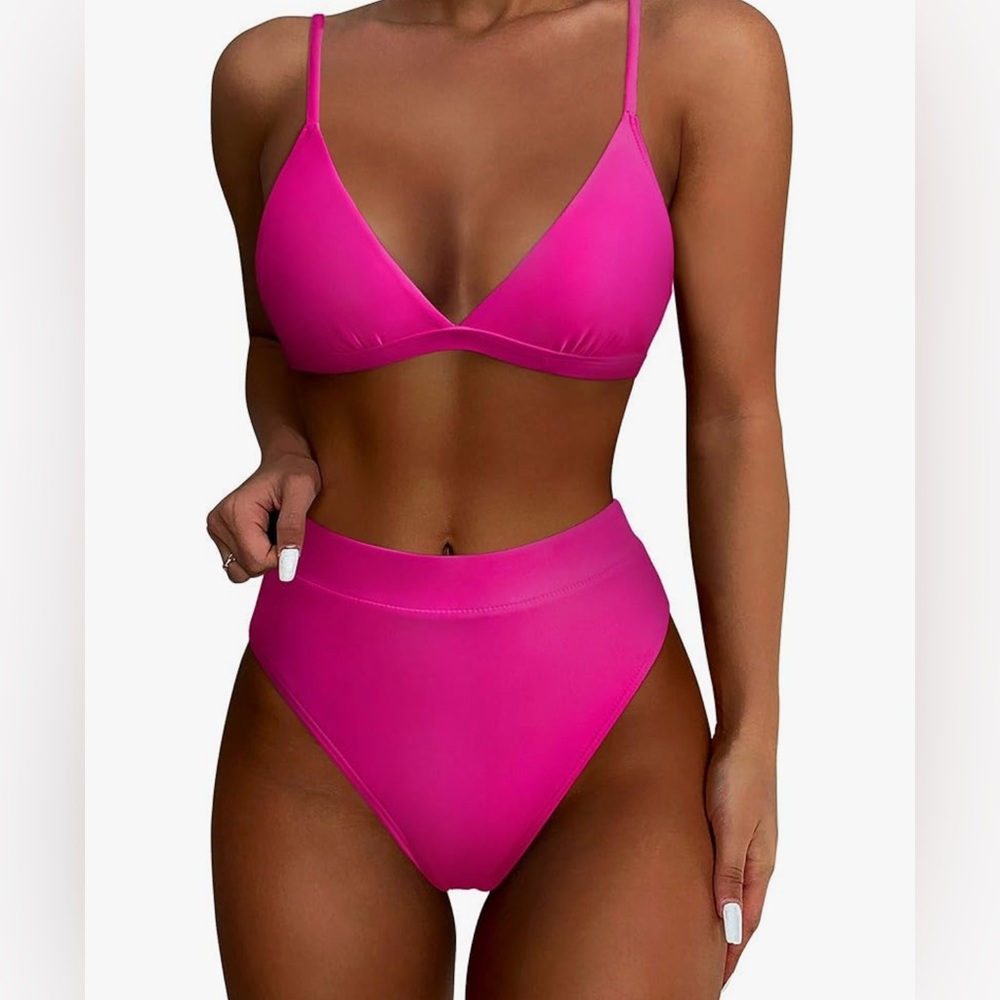 Hot Pink High Waist Bikini Set New Size Medium